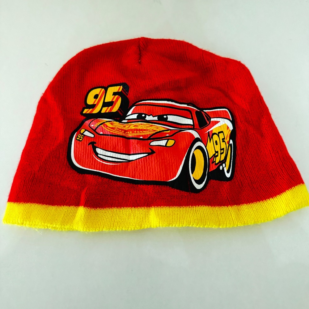 Disney Pixar Car 3 Lightning McQueen Red Knit Beanie Hat 95 ABG Accessories OSFM